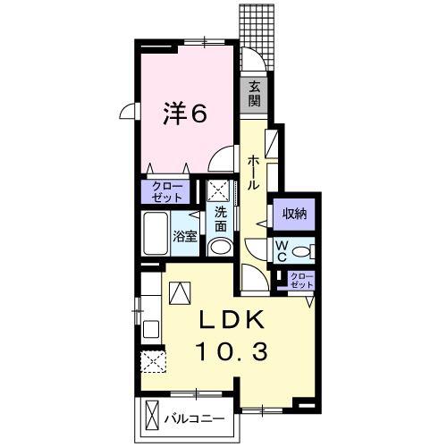 グランツ アンジェ(1LDK/1階)の間取り写真