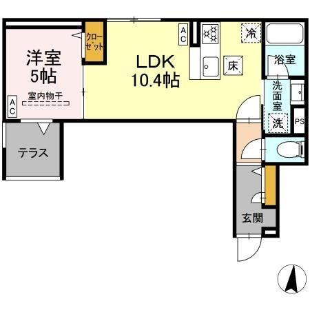 セレスティア東小岩2(1LDK/1階)の間取り写真