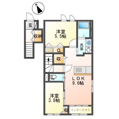 アベニール(1LDK/1階)の間取り写真