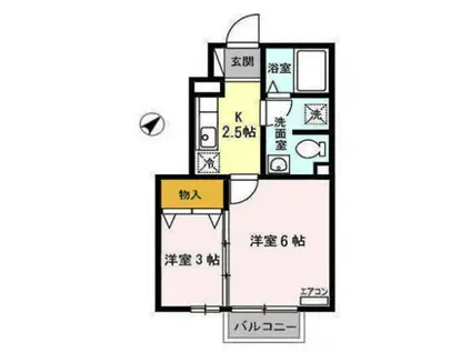 プレジオ将軍野(2K/1階)の間取り写真