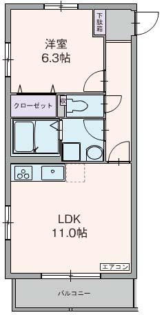 グランドレジーナ(1LDK/2階)の間取り写真