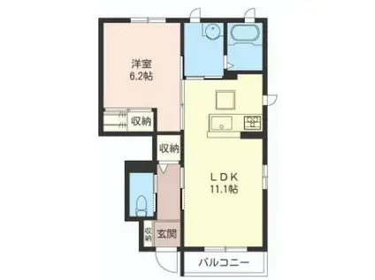 フォレストスクエア(1LDK/1階)の間取り写真