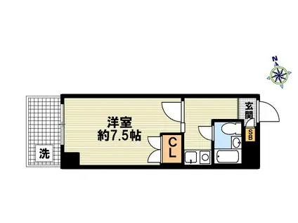 カーサ長峰(1K/1階)の間取り写真