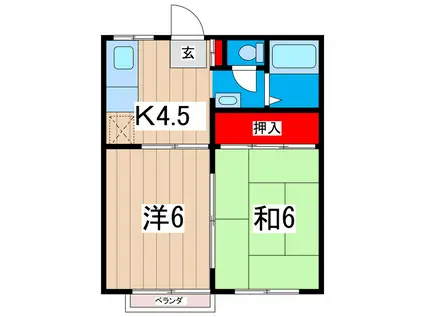 石井ハイツ(2K/2階)の間取り写真