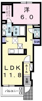 ボヌール(1LDK/1階)の間取り写真