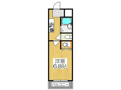 JTトキジン(1K/2階)の間取り写真