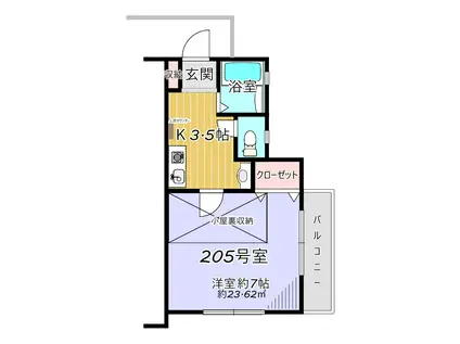 TRレジデンス(1K/2階)の間取り写真