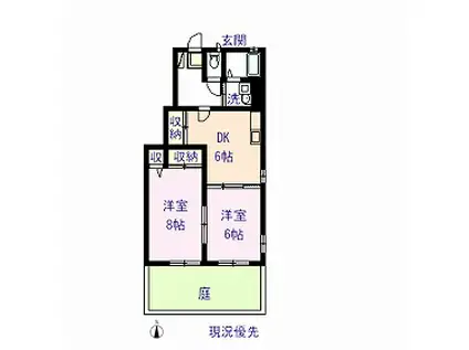 リッツハウスIII(2LDK/1階)の間取り写真