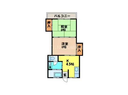 田中アパート B棟(2K/2階)の間取り写真