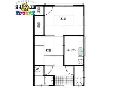 上戸町浜口アパート(2K/2階)の間取り写真