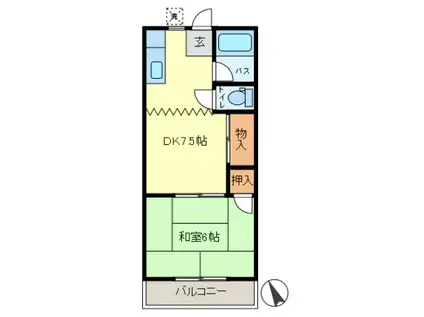 第1吉岡マンション(1DK/3階)の間取り写真