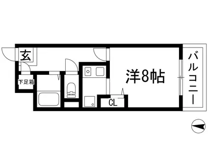 ツインオーク箕面Ⅱ(1K/3階)の間取り写真
