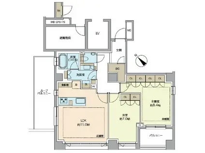 LEGASIS DAIKANYAMA (2LDK/5階)の間取り写真