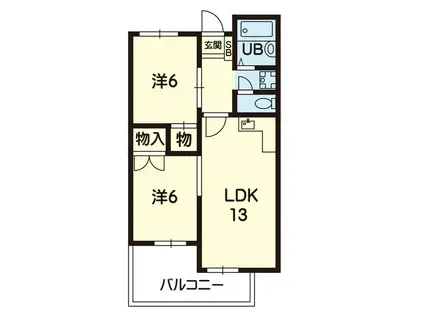 グリーンヒル武蔵(2LDK/4階)の間取り写真