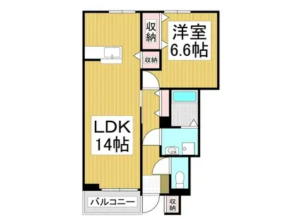 エストシャトーB(1LDK/1階)の間取り写真