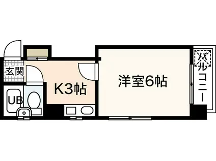 WING舟入(1K/2階)の間取り写真