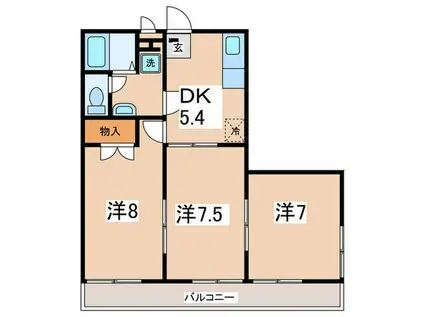 アンプルール フェール 長坂(3DK/2階)の間取り写真