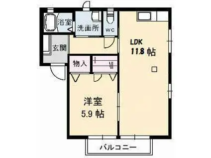 姫山フィルハーモニー シンフォニー NO7(1LDK/1階)の間取り写真