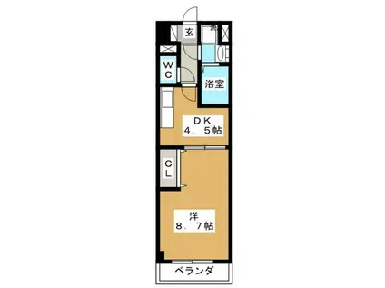 阪急京都線 西京極駅 徒歩3分 3階建 築23年(1DK/2階)の間取り写真