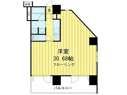 フラット中目黒(1K/3階)の間取り写真