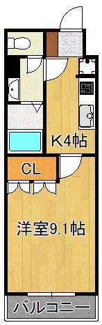 アムールハイツおおば(1K/1階)の間取り写真