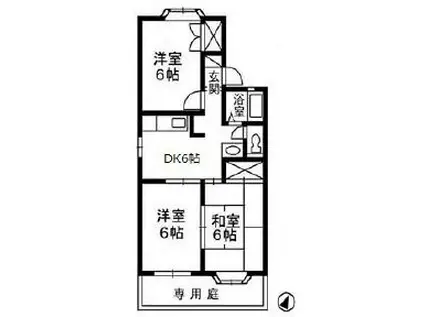 アンジェリーク上東B棟(3DK/1階)の間取り写真