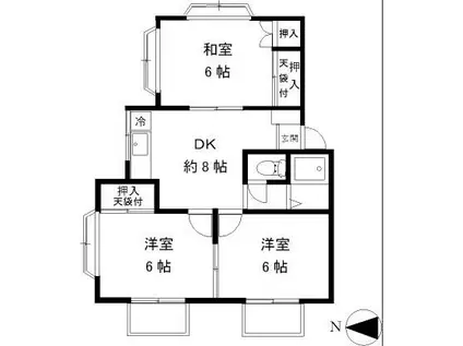 獺郷ドミール21(3DK/1階)の間取り写真