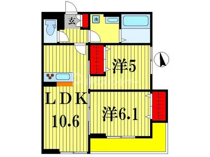グレイス三郷(2LDK/3階)の間取り写真