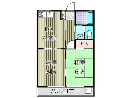 レヂオンス北野田参番館(2DK/2階)の間取り写真