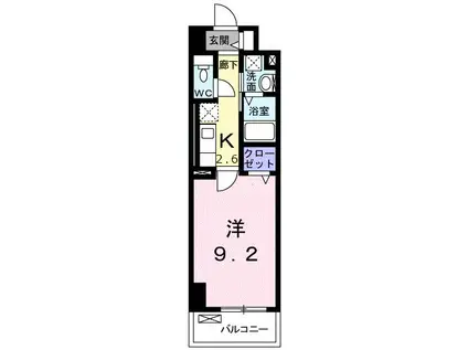 シティタワー 高崎(1K/8階)の間取り写真