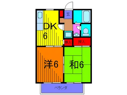 サンライズ弐番館(2DK/2階)の間取り写真