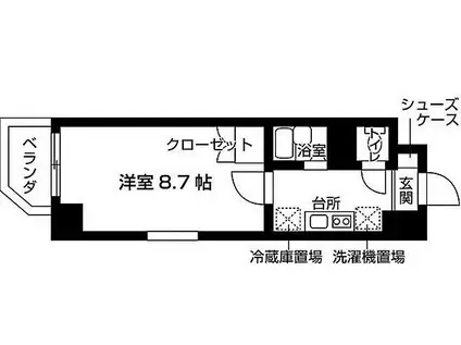 パルコーポ・アイII(ワンルーム/2階)の間取り写真