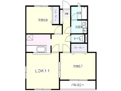 SKY WIND I(2LDK/1階)の間取り写真