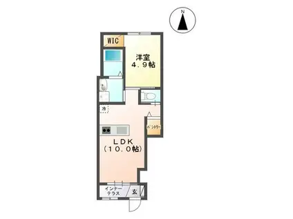 ハピネスI(1LDK/1階)の間取り写真