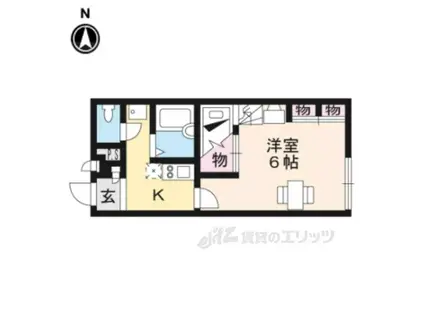 レオパレス くれーる大安寺(1K/1階)の間取り写真