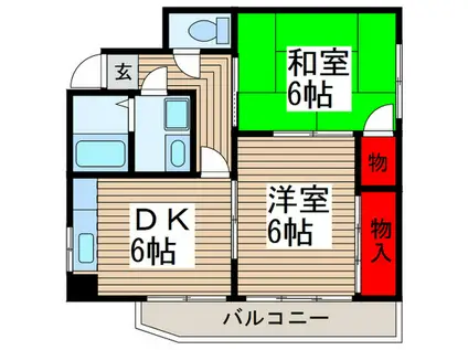 大黒屋レヂデンスII(2DK/3階)の間取り写真