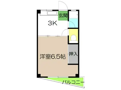 北本町ハイツ(1K/2階)の間取り写真
