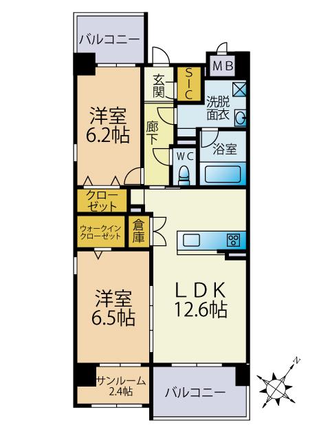 ブレス筑紫通北(2SLDK/2階)の間取り写真
