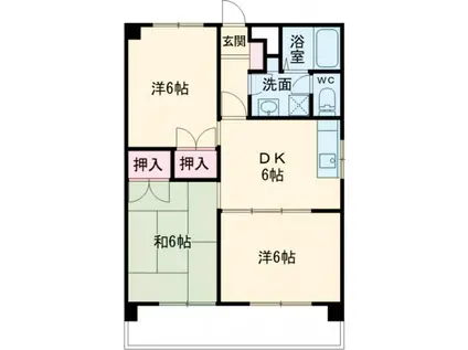 エリシオン馬見塚(3DK/3階)の間取り写真