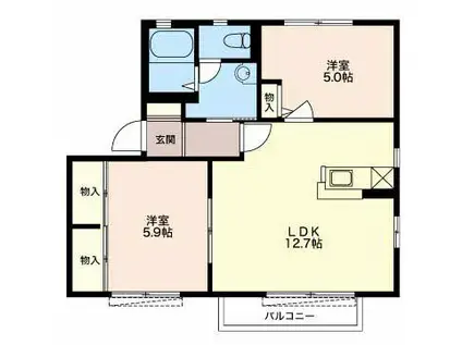 ハイムマグノリアB(2LDK/2階)の間取り写真