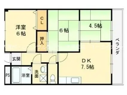 松岡マンションII(3DK/2階)の間取り写真