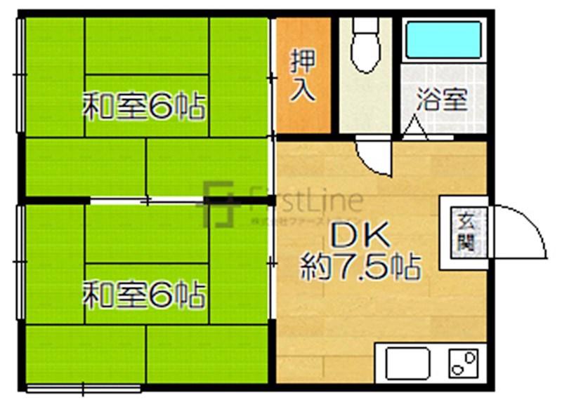 桜ハイツ(2DK/2階)の間取り写真