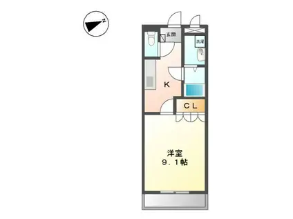 リモージュ(1K/1階)の間取り写真