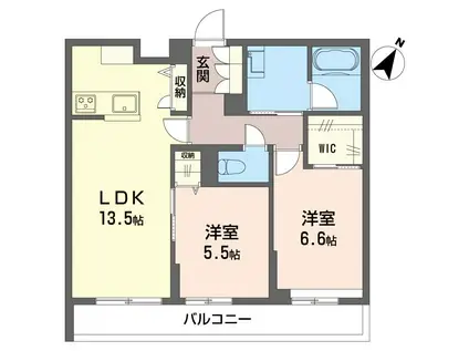 モンターニュ エイチ ワイ(2LDK/3階)の間取り写真