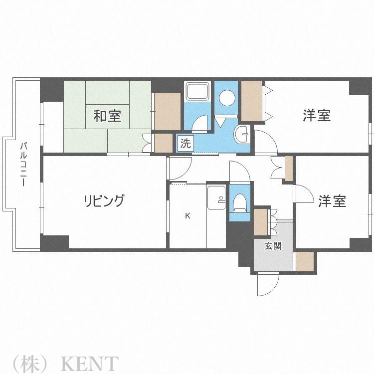 シーアイマンション円山南棟(3LDK/10階)の間取り写真