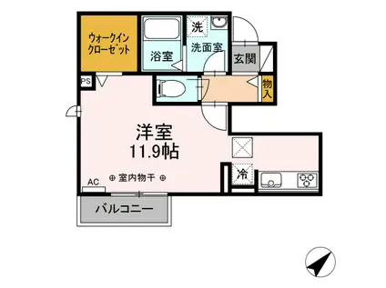 FORTE III(ワンルーム/1階)の間取り写真