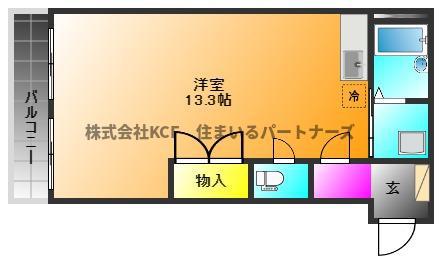 ワンバイワン(ワンルーム/1階)の間取り写真