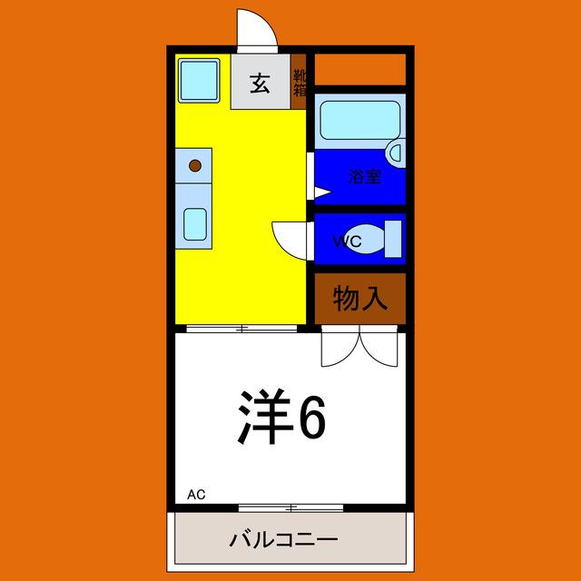 ハイツレーベ(1DK/2階)の間取り写真
