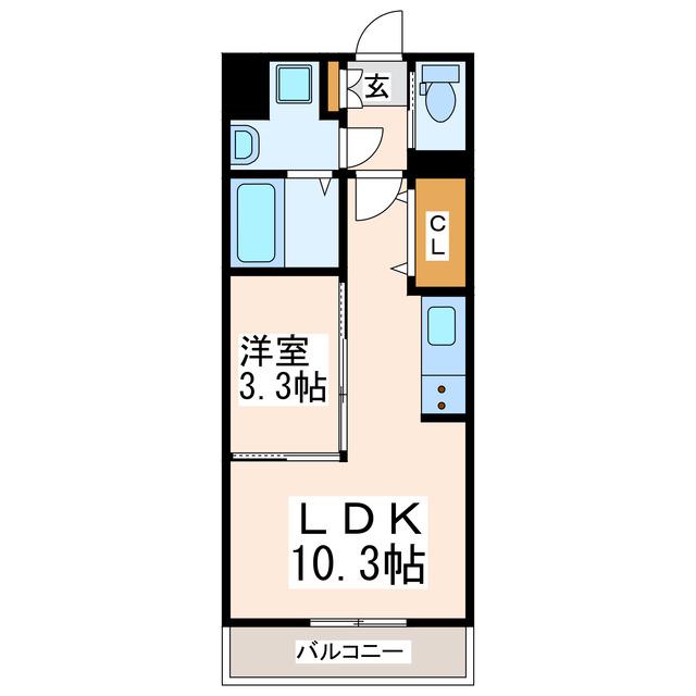ラフレシーサ水前寺(1LDK/4階)の間取り写真