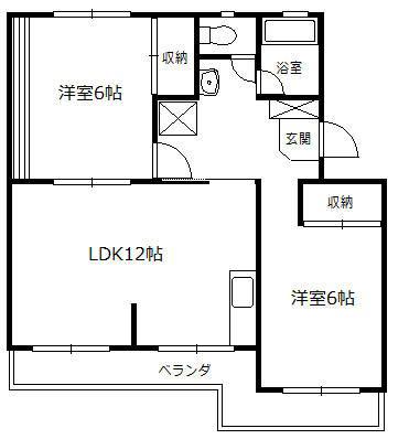 黒柳ハイツ(2LDK/3階)の間取り写真